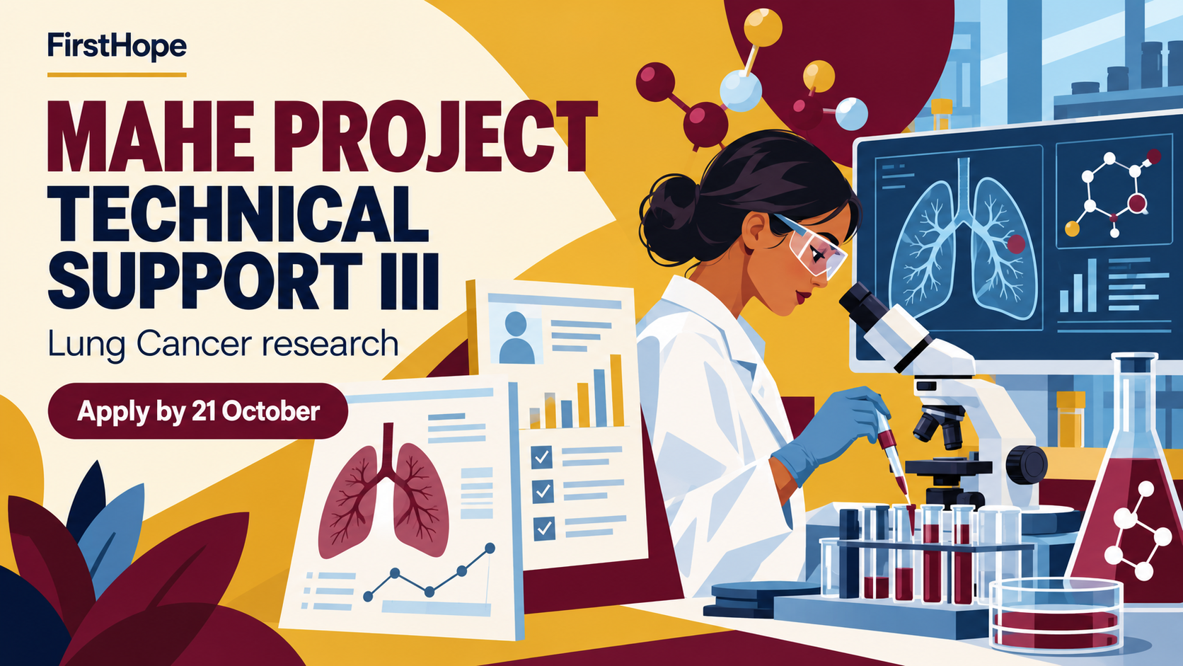 MAHE / MCOPS, Manipal mahe project technical support iii cover, with Lung Cancer research and application date text.