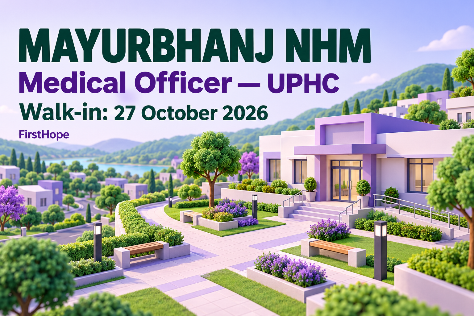 FirstHope healthcare career cover for Mayurbhanj UPHC Medical Officer: Walk-In on 27 October, showing the employer, job role and application or walk-in date in readable text.