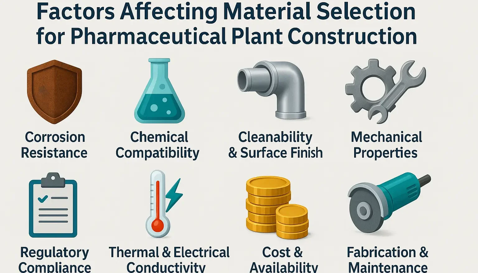 Factors affecting during maalsoterials selected for pharmaceutical plant construction for this