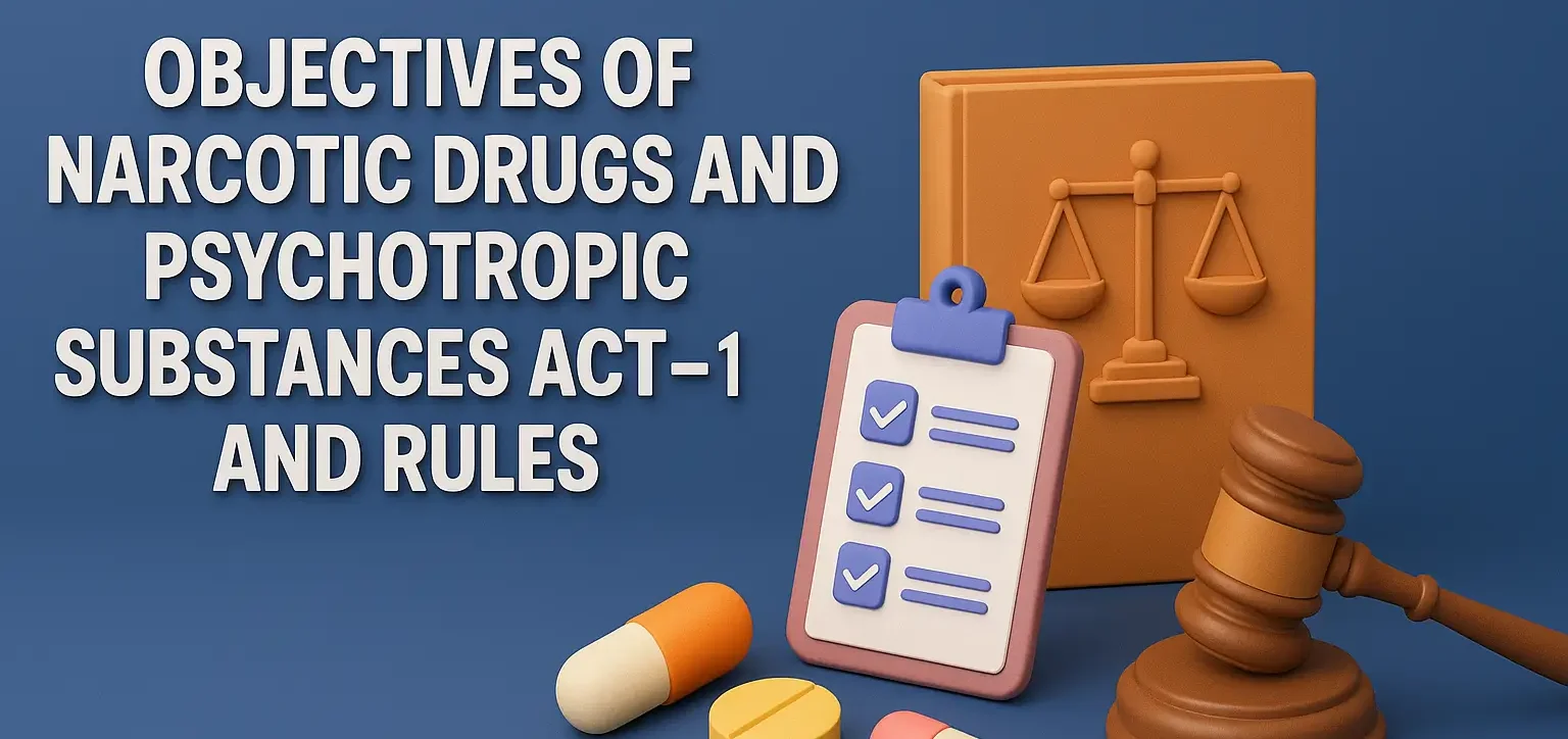 Objectives of Narcotic Drugs and Psychotropic substances Act-1985 and Rules