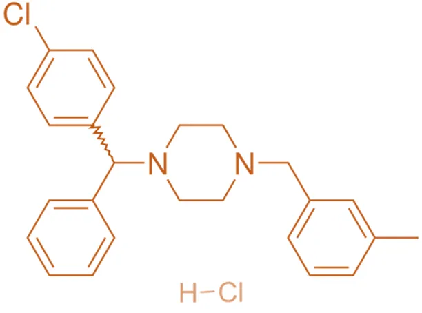 Structure of Meclizine Hydrochloride Structure of Meclizine Hydrochloride