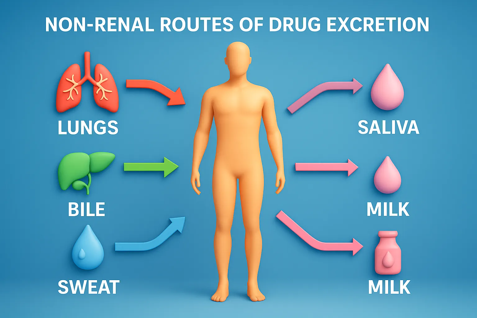 Non renal routes of drug excretion of drug