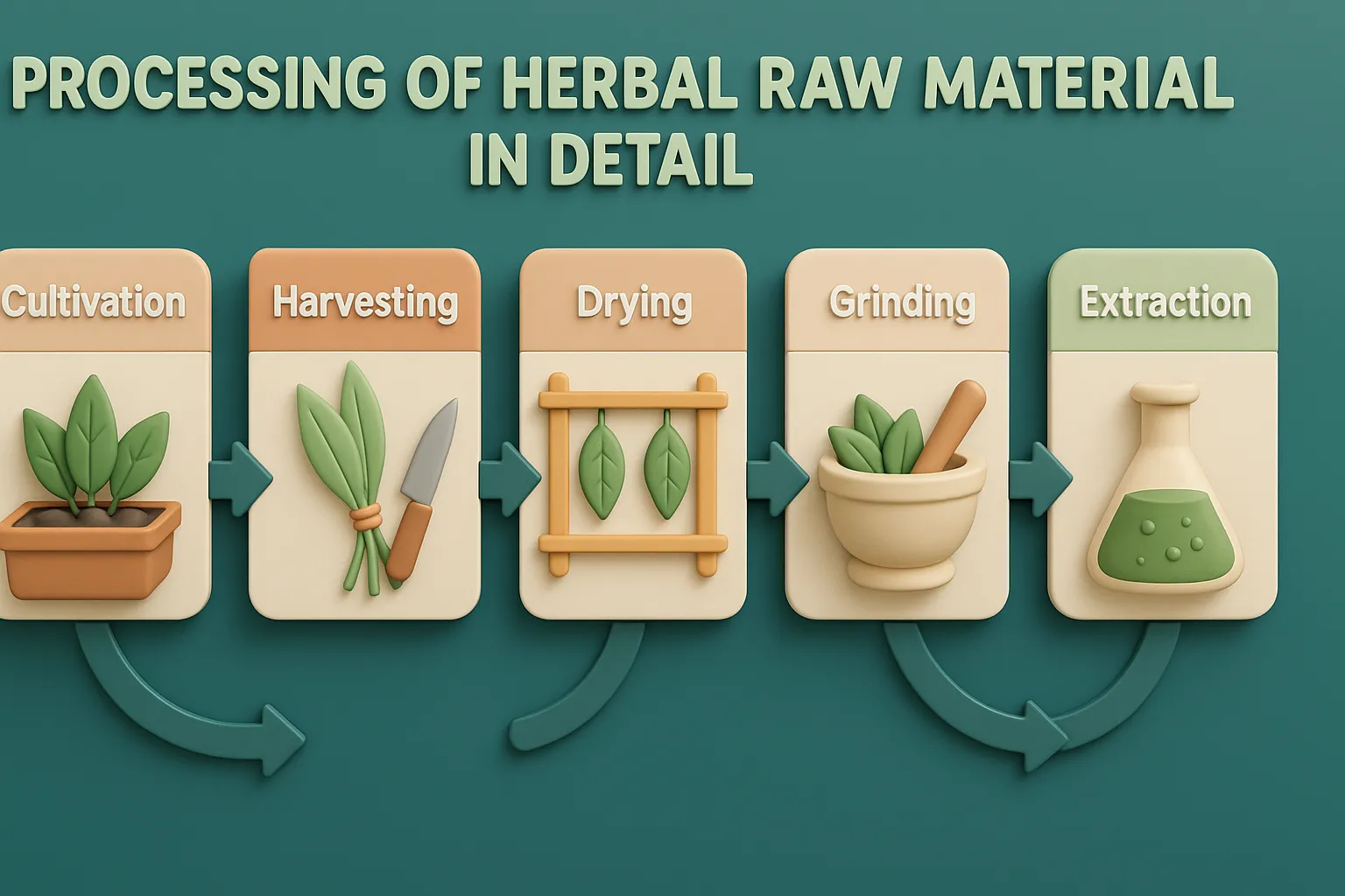 Processing of herbal raw material in detail