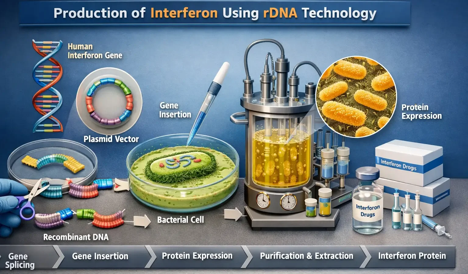 Production of Interferon Using rDNA Technology